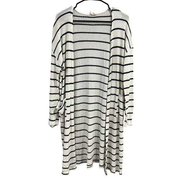 Bibi Boutique Black + White Open Front Cardigan Large