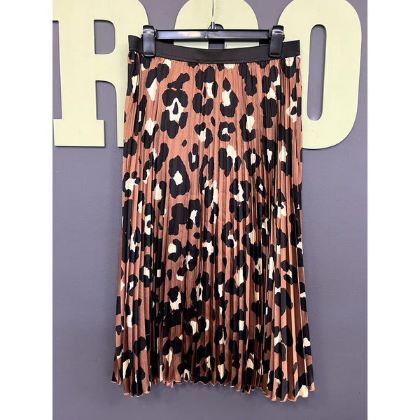 Worthington Pleated Leopard Midi Skirt Size Medium