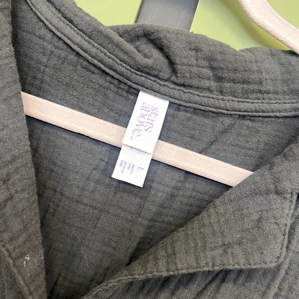 Stars Above Women's Charcoal Gauze Button Down Top Size Large