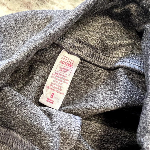 Justice Active Girls Gray + Blue Cheer Leggings Size 8