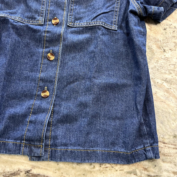 Women's Denim Button Down Top + Shorts Set Size Small