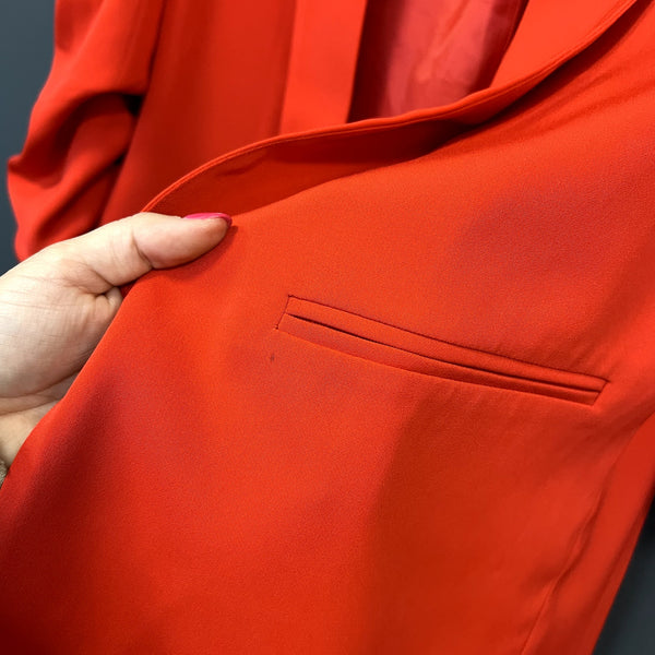Women's Red Boutique Rouched Sleeve Blazer Size Large