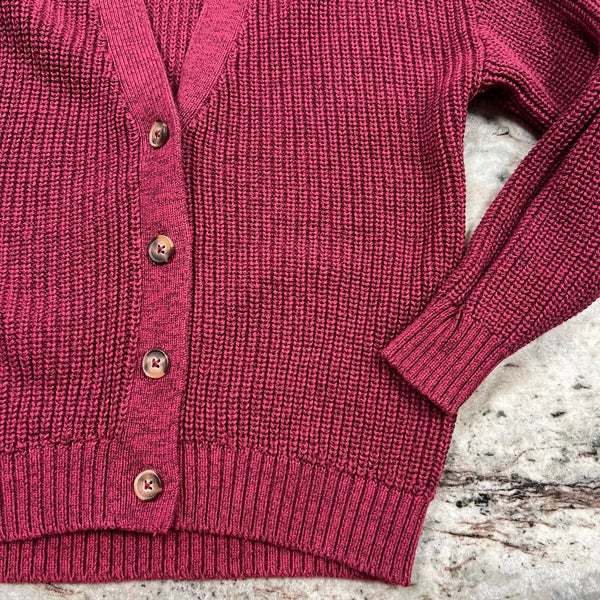Old Navy Girls Maroon Button Front Thick Knit Cardigan Size Medium (8)