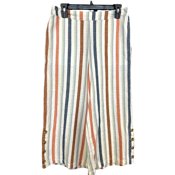 ANA Striped Linen Cropped Beach Pants Size Medium