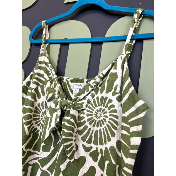 Sofia Jeans Green + White Boho Midi Dress Size XL