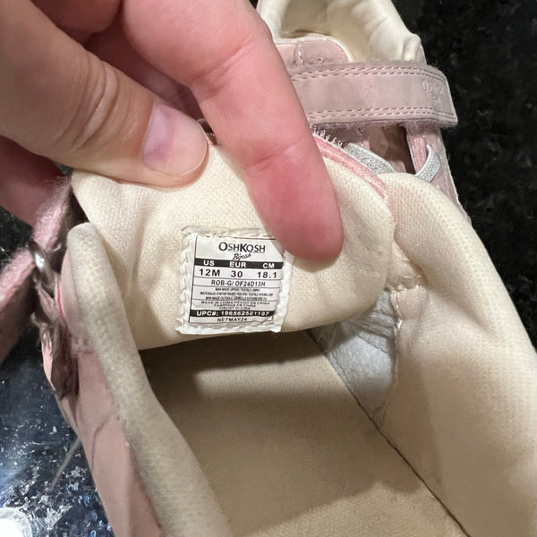 OshKosh Girls Pink Velcro Sneakers Size 12