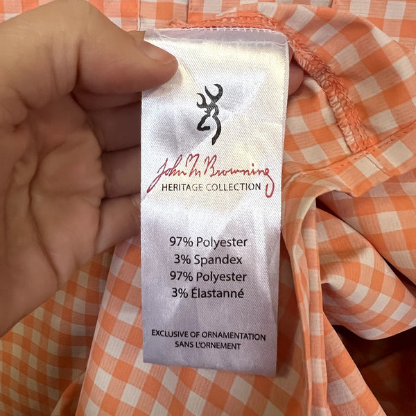 Browning Orange + White Gingham Moisture Wicking Polo Large