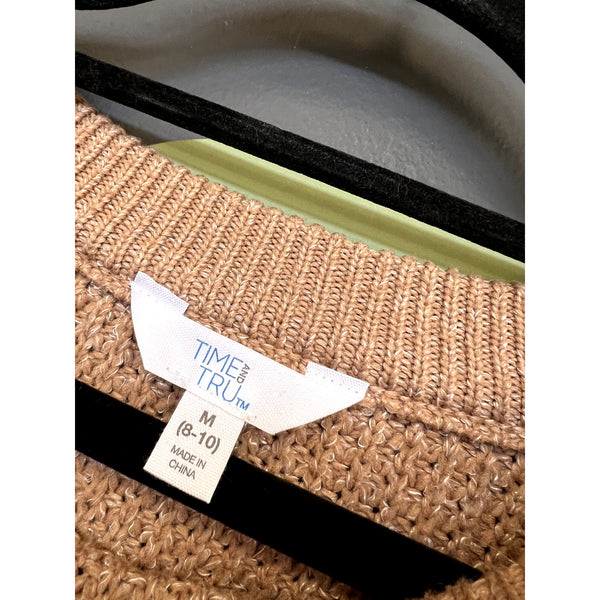 Time and Tru Tan Knit Sweater Size Medium