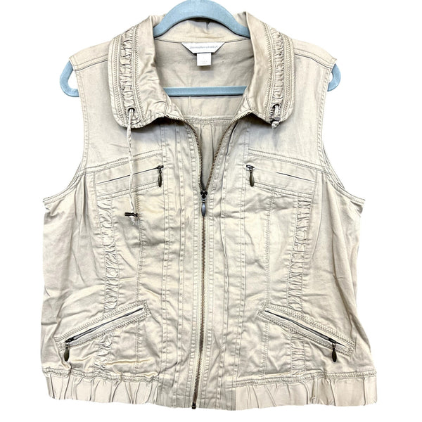 Christopher & Banks Tan Full Zip Vest Size Large