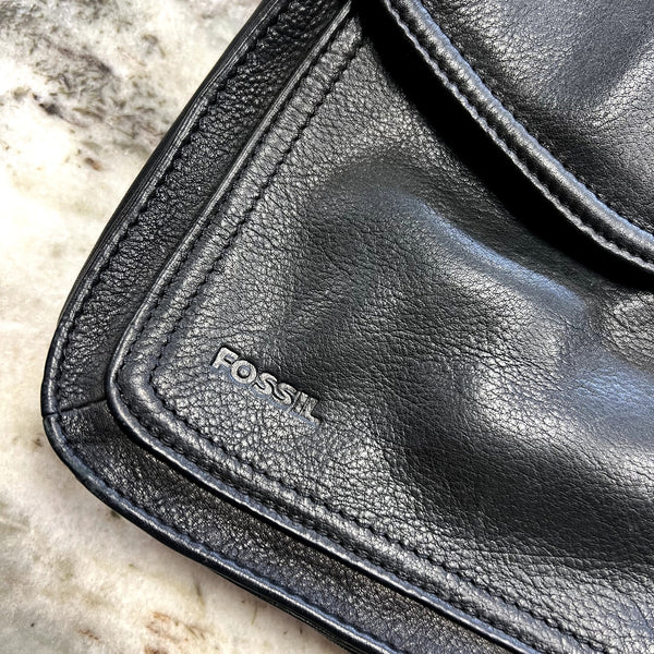 Fossil Black Leather Crossbody Bag