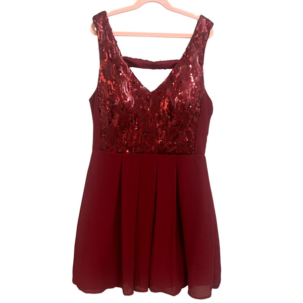 My Michelle Juniors Red Sequin Mini Ruffle Dress Size 11