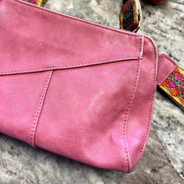 Joy Susan Pink Leather Gigi Crossbody Bag Wristlet