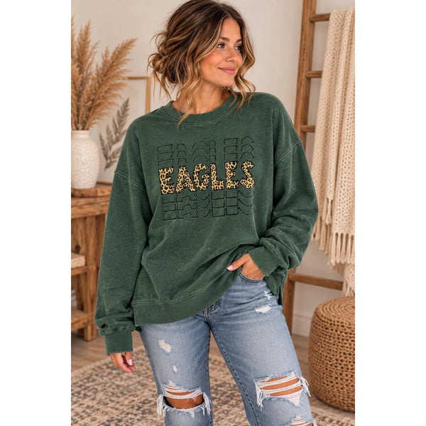Eagles Stacked Leopard Sweatshirt Size Small