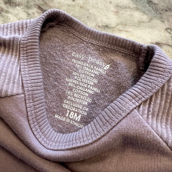 Easy Peasy Organic Cotton Lavender Oversized Ribbed Pullover 18 Mo.
