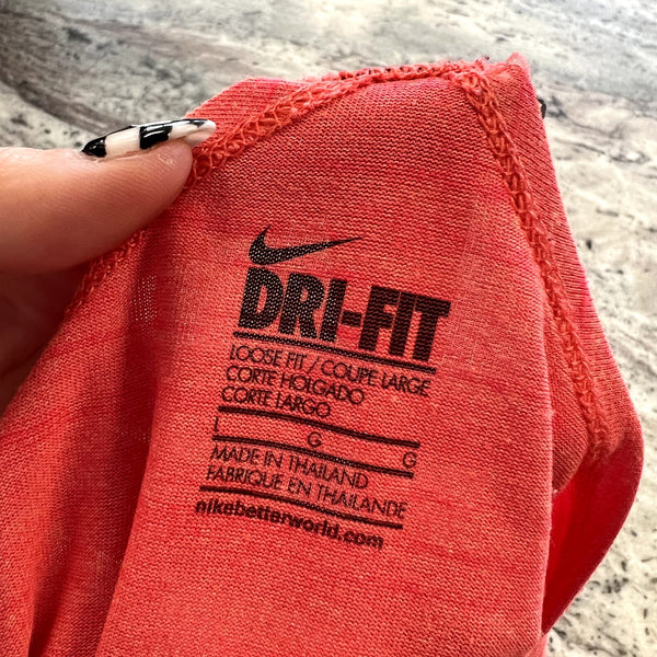 Nike Dri Fit Loose Coral Athletic Tank Large
