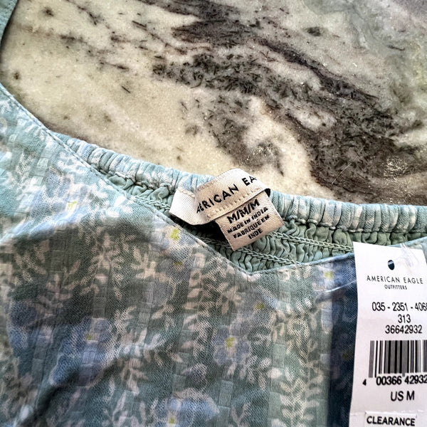 NWT American Eagle Sage Square Neck Peplum Blouse Size Medium