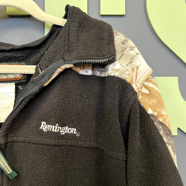Remington Men's Black + Camo Fleece Full Zip Jacket Size XL