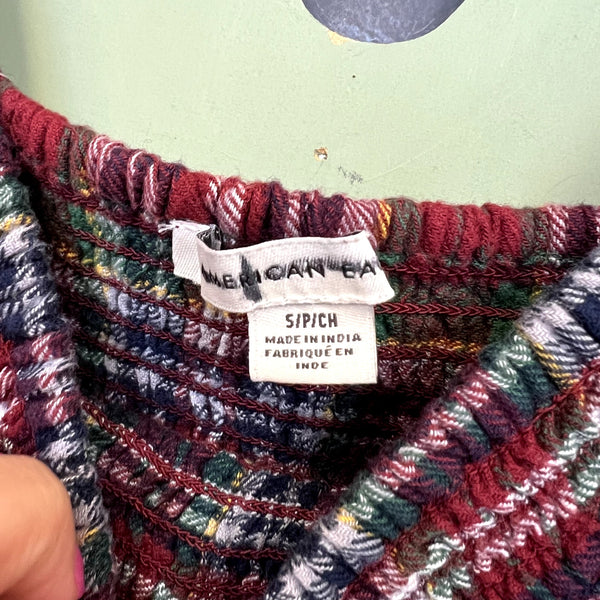 American Eagle Plaid Smocked Top Size Small