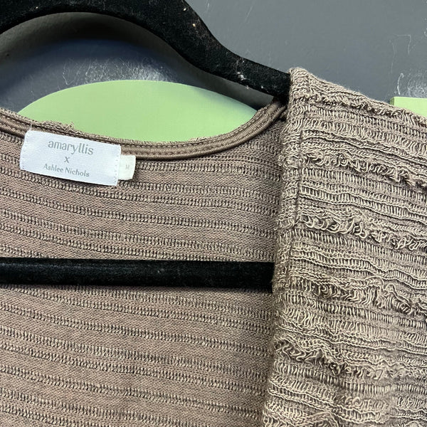 Amaryllis Light Brown Open Front Textured Cardigan Medium