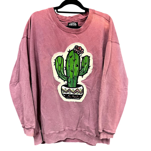 One 24 Rags Cactus Patch Distressed Sweatshirt Size 2XL