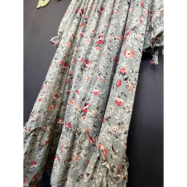 Hailey & Co Boutique Swiss Dot Floral Long Sleeve Maxi Dress Large