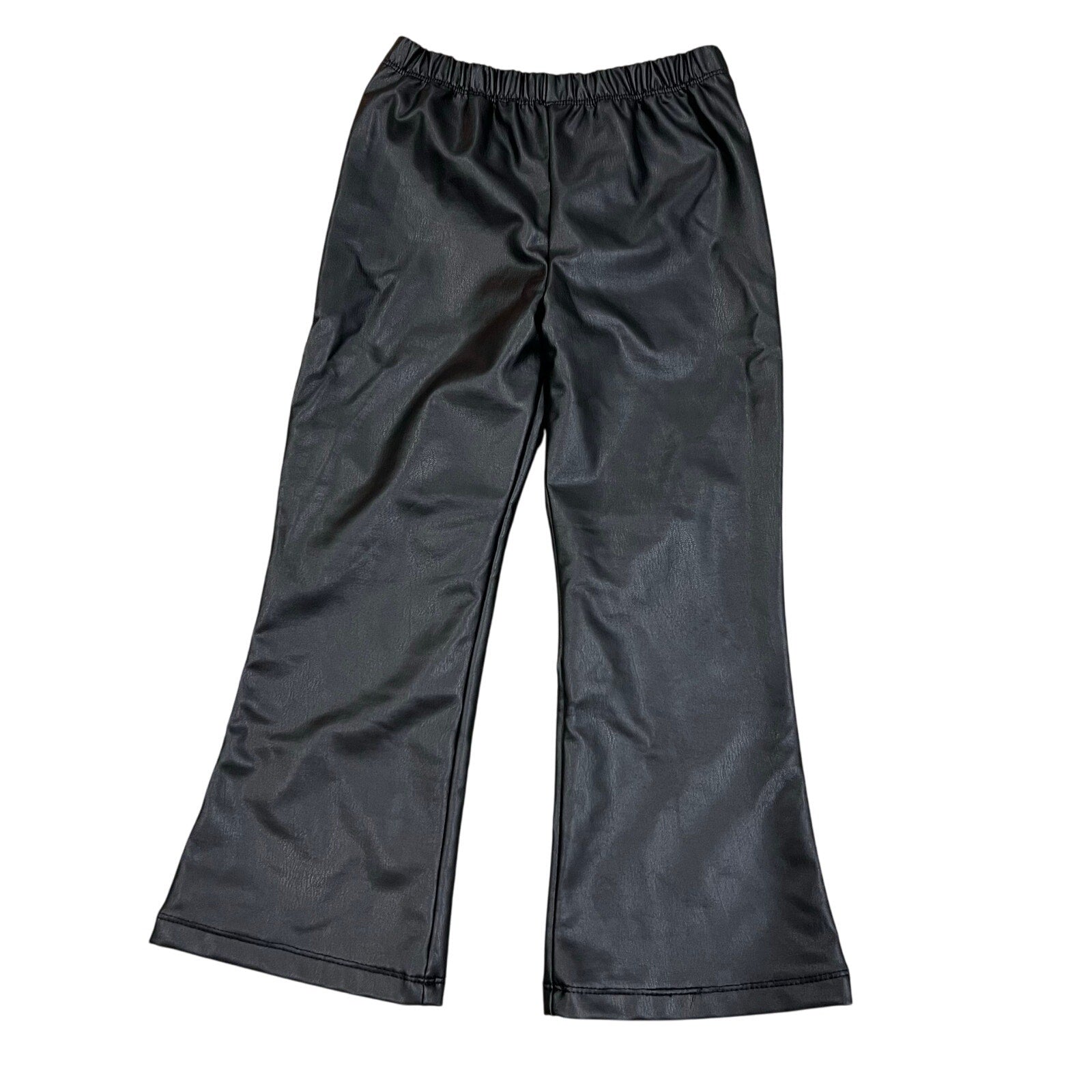 Girls Black Flare Pleather Pants Size 6