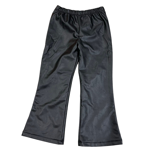 Girls Black Flare Pleather Pants Size 6