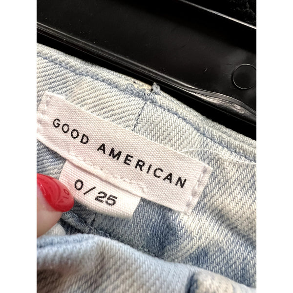 Good American Light Wash Split Hem Skinny Jeans Size 0
