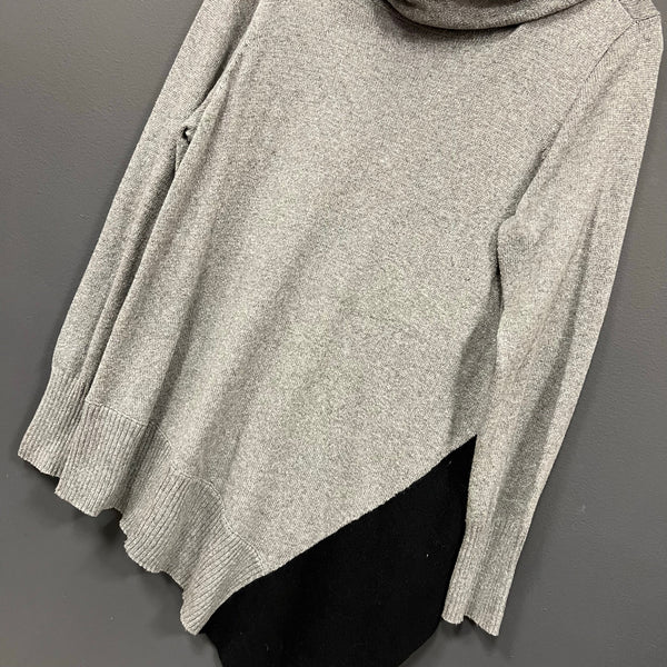 Stylus Gray + Black Asymmetrical Turtleneck Sweater Size XL