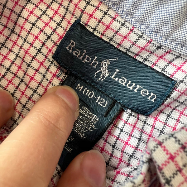 Ralph Lauren Pink + Blue Plaid Button Down Top Boys Medium