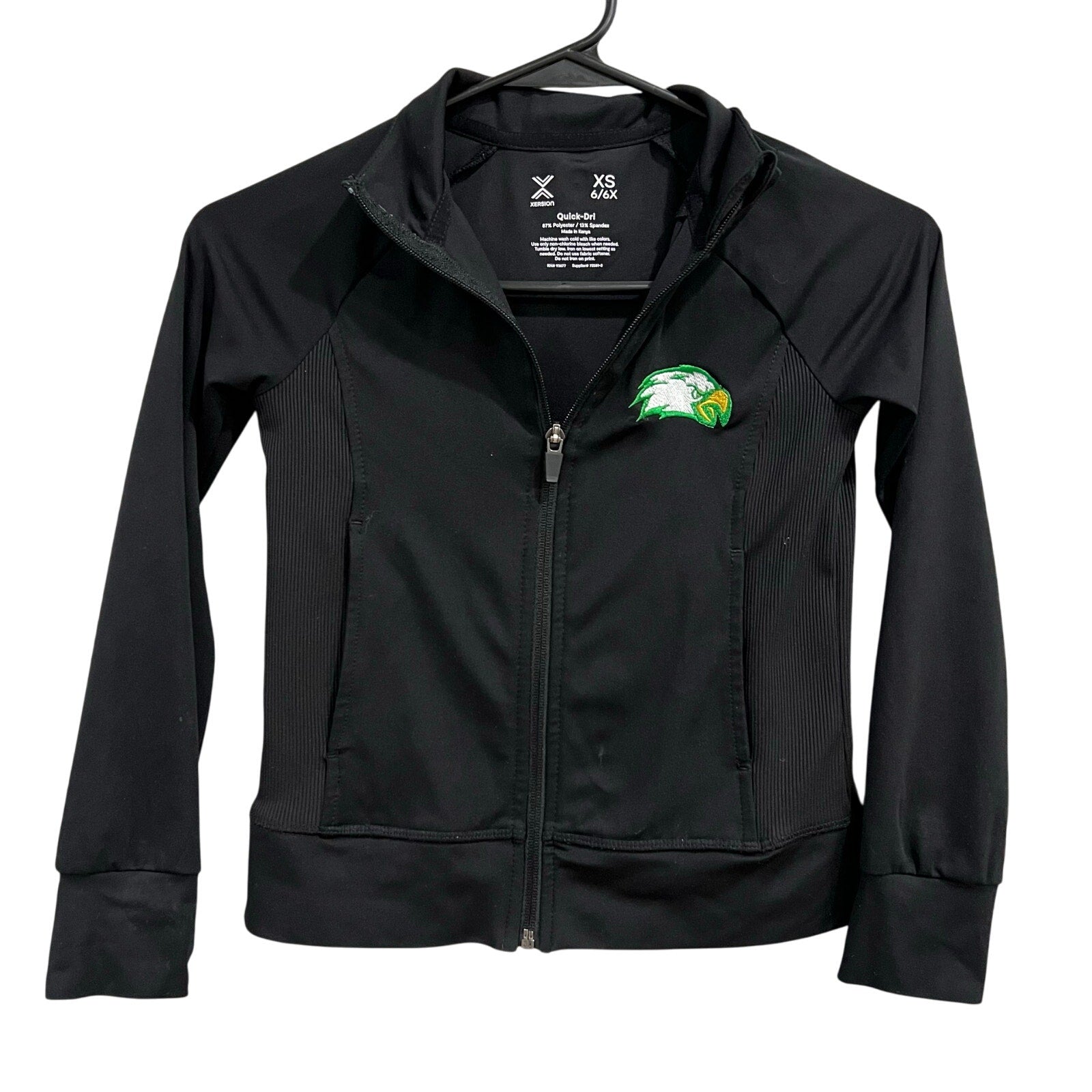 Xersion Girls GCT Eagles Embroidered Black Athletic Full Zip Jacket Size 6X