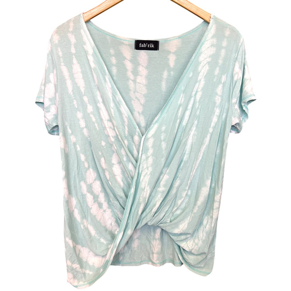 Fab'rik Boutique Light Blue White Tie Dye Twist Front Blouse Small