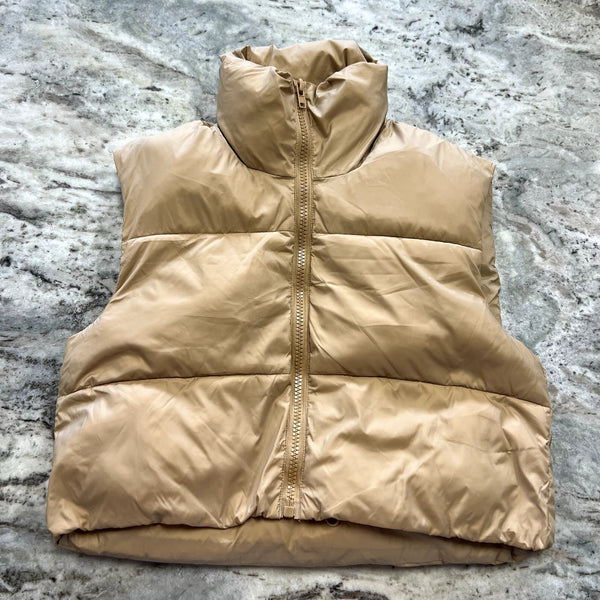 Women's Light Brown Puffer Vest Size Medium