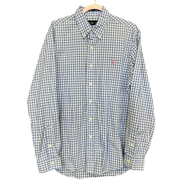 Ralph Lauren Men's Blue Label Light Blue Gingham Button Down Large