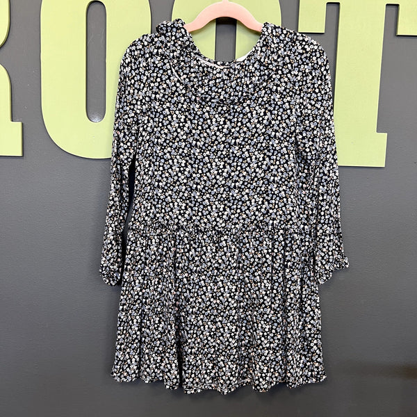 H&M Girls Navy Floral Tiered Mini Dress Size Youth 6X