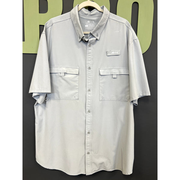 Silver Bait Light Gray Button Down Fishing Shirt Men's 2XL Tall
