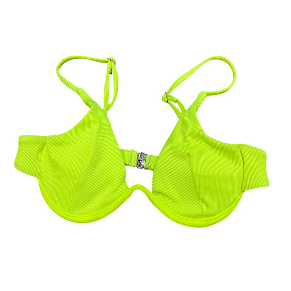 Neon Yellow Ribbed Bikini Top Small