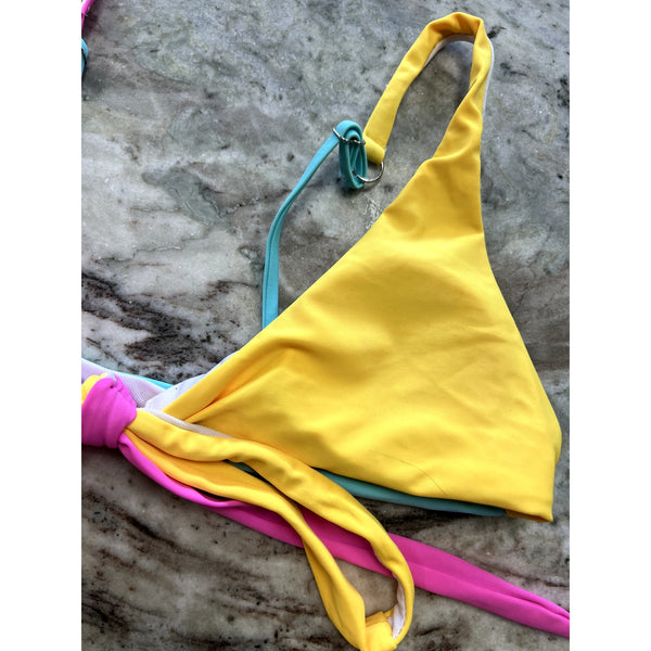 Women's Multi Color Block Strappy Swimsuit Size Small