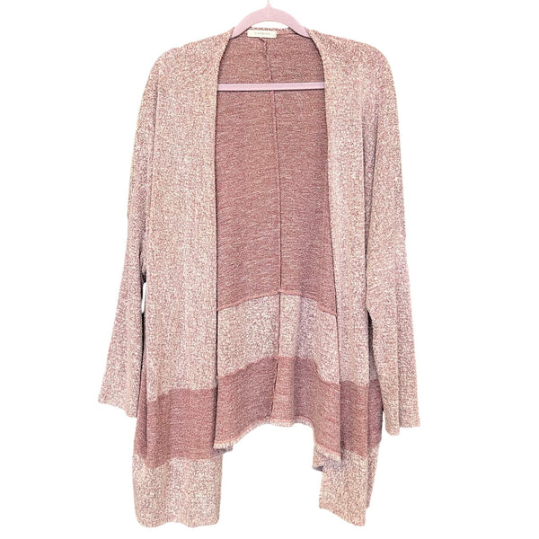 Cherish Dusty Mauve Two Tone Open Front Cardigan Size Large