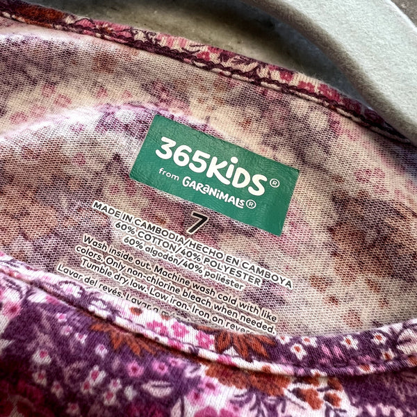 365 Kids Girls Purple Floral Top Size 7