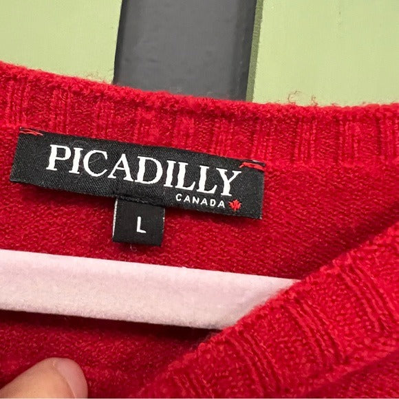 Picadilly Red Long Tunic Sweater Size Large