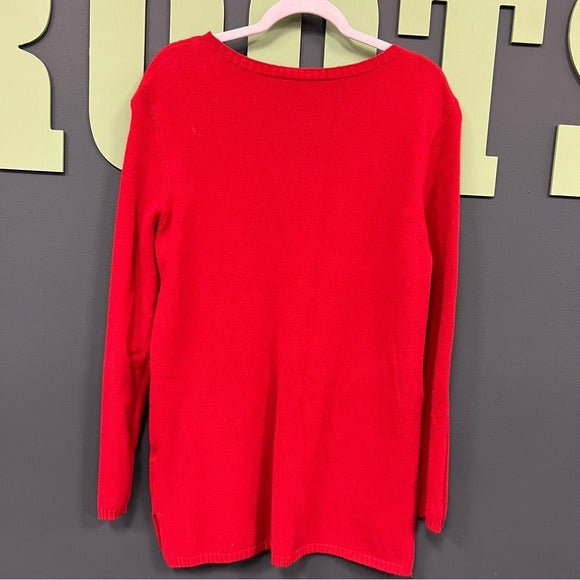 Picadilly Red Long Tunic Sweater Size Large