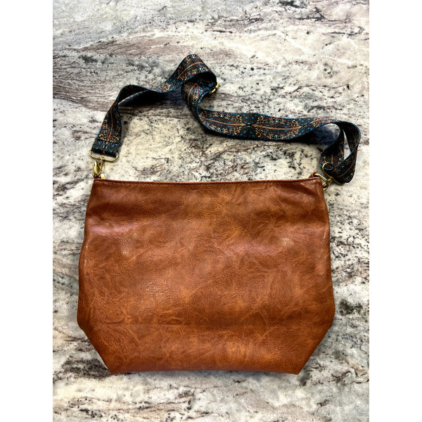 Vegan Leather Brown Crossbody Bag