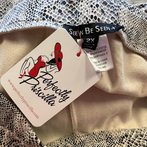 NWT See + Be Seen Plus Size Suede Snake Print Straight Leg Elastic Pants 2X