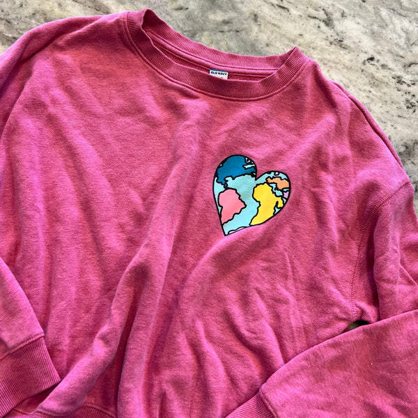 Old Navy Girls Heart of Earth Pink Oversized Sweatshirt Size XL 14/16