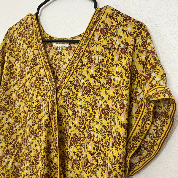 Max Studio Mustard Bohemian V-Neck Blouse Size Small