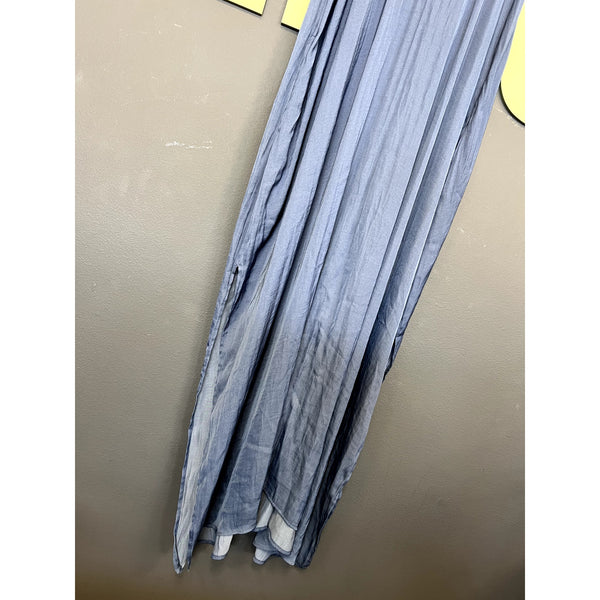 Van Winkle & Co. Solid Satin Indigo Maxi Chemise Medium