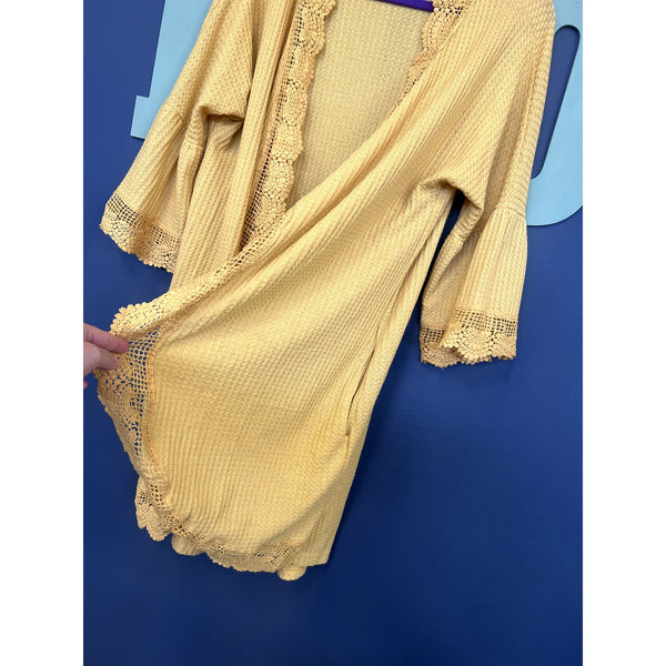 Women's Mustard Knit Flare Sleeve Cardigan Size Medium