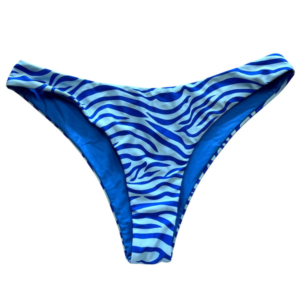 Women's Blue Zebra Striped Cheeky Swim Bottoms XL