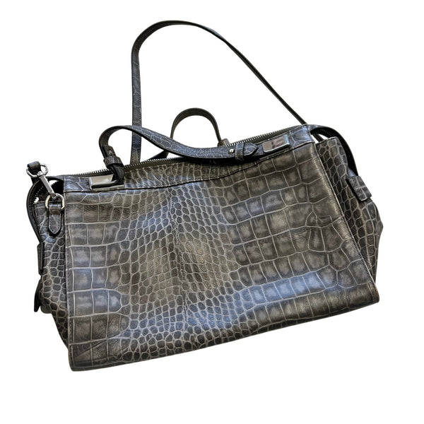Ivanka Trump Grey Crocodile Shoulder Bag with Dust Bag